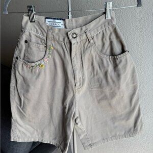 Women's / youth Tan Embroidered Shorts